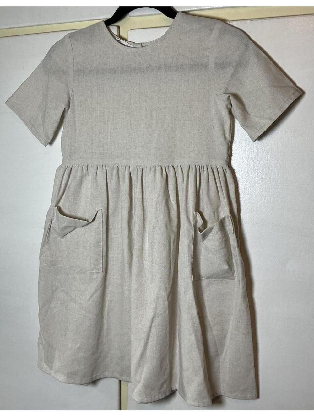 Little Cottonwood Meadow Dress Cream Linen Girls' Size 10 Cottage Flowy